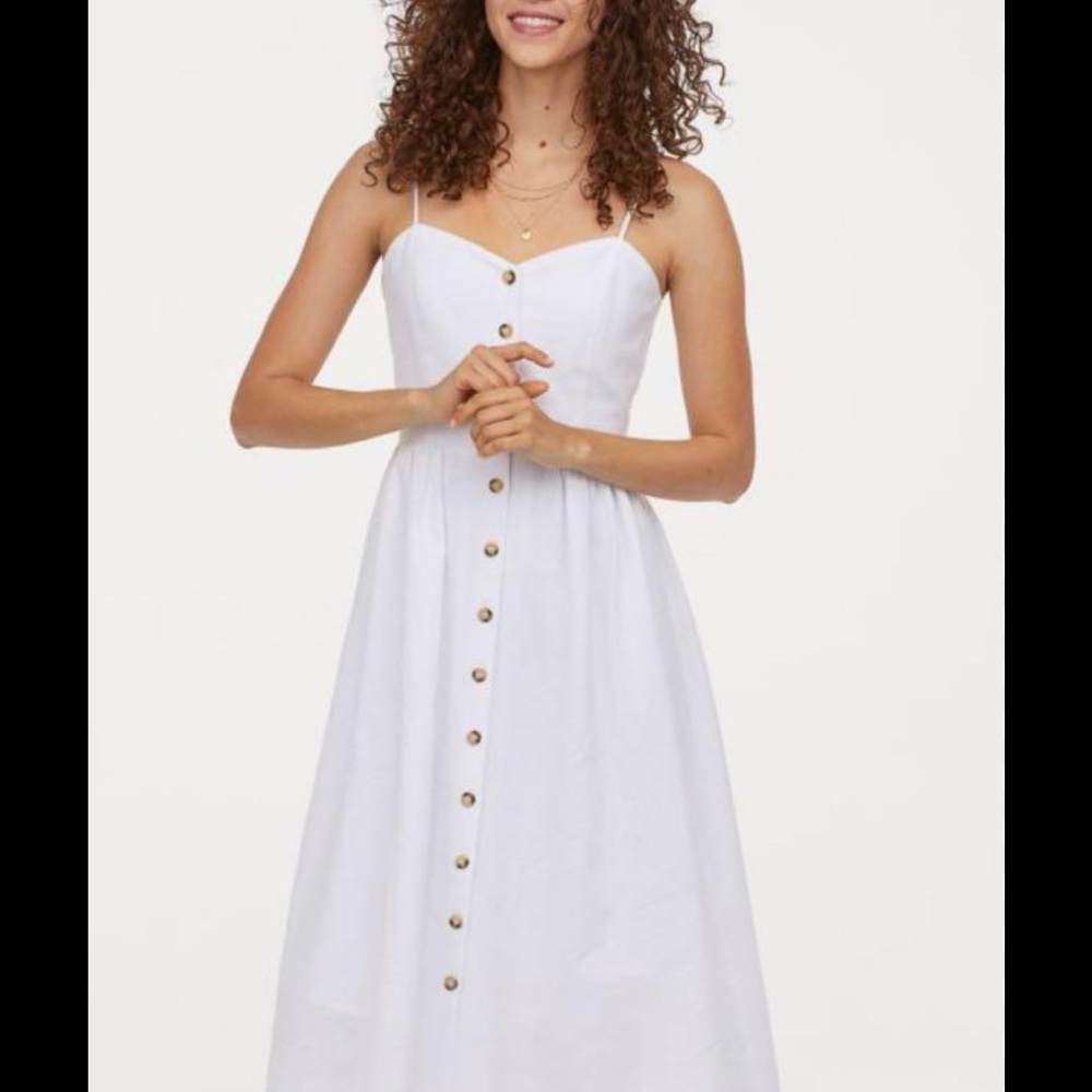 H&M Linen Midi Button Up Dress